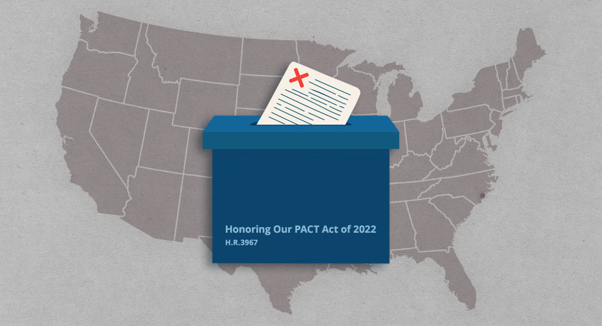 A Ballot Box Labeled Honoring Our Pact Act of 2022, A Bill That May Help People Exposed to Contaminated Drinking Water At Marine Corps Base Camp Lejeune